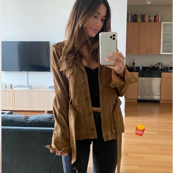 PAIGE Suede Tawnie Biker Jacket In Cognac (XS) 100% LEATHER - Picture 3 of 8